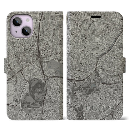 【四ツ谷（東京都）】地図柄iPhoneケース（手帳タイプ）モノトーン・iPhone 14 用