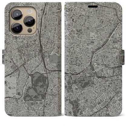 【四ツ谷（東京都）】地図柄iPhoneケース（手帳タイプ）モノトーン・iPhone 14 Pro Max 用
