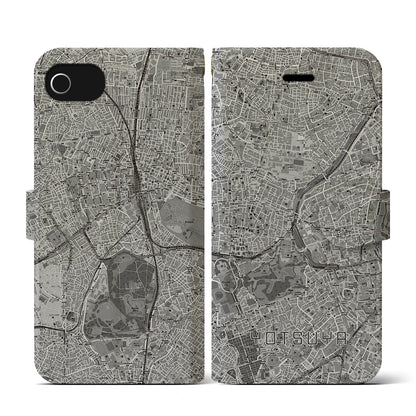 【四ツ谷（東京都）】地図柄iPhoneケース（手帳タイプ）モノトーン・iPhone SE（第3 / 第2世代） / 8 / 7 / 6s / 6 用