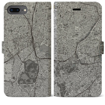 【四ツ谷（東京都）】地図柄iPhoneケース（手帳タイプ）モノトーン・iPhone 8Plus /7Plus / 6sPlus / 6Plus 用