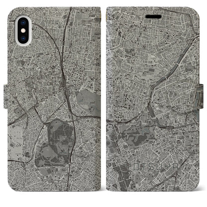 【四ツ谷（東京都）】地図柄iPhoneケース（手帳タイプ）モノトーン・iPhone XS Max 用