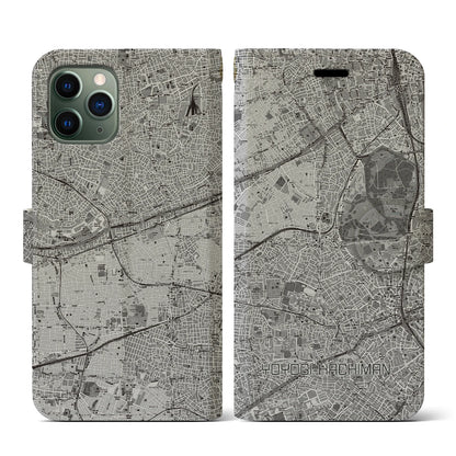 【代々木八幡（東京都）】地図柄iPhoneケース（手帳タイプ）モノトーン・iPhone 11 Pro 用