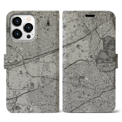 【代々木八幡（東京都）】地図柄iPhoneケース（手帳タイプ）モノトーン・iPhone 13 Pro 用
