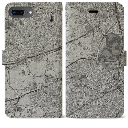 【代々木八幡（東京都）】地図柄iPhoneケース（手帳タイプ）モノトーン・iPhone 8Plus /7Plus / 6sPlus / 6Plus 用