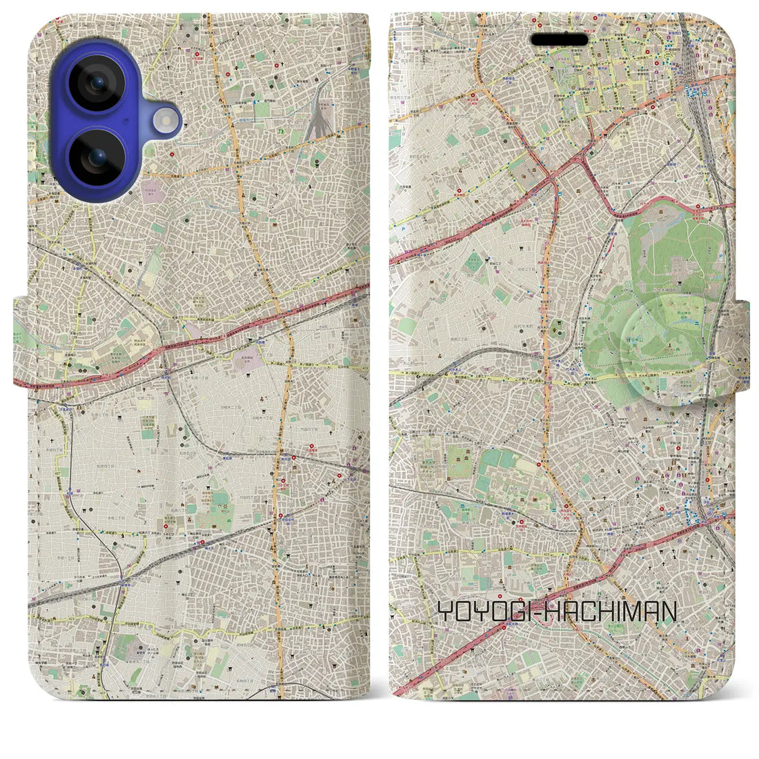 【代々木八幡(東京都)】地図柄iPhoneケース(手帳タイプ)ナチュラル・iPhone 16 Pro Max 用
