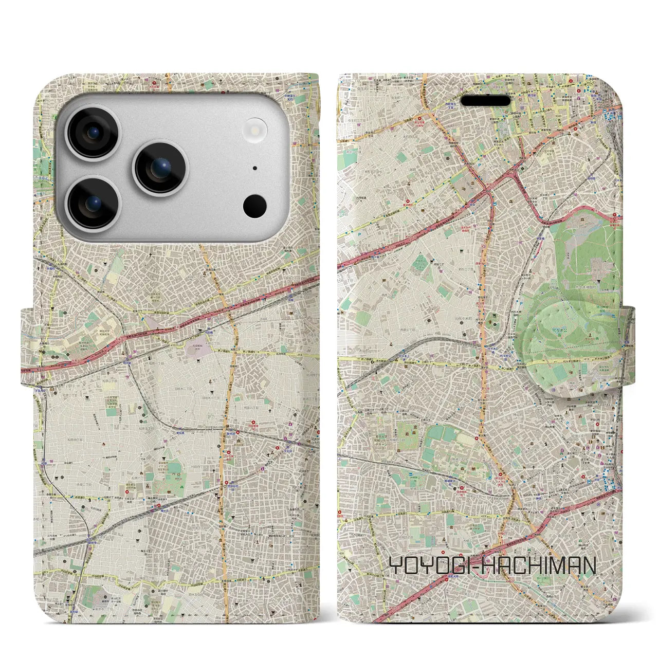 【代々木八幡（東京都）】地図柄iPhoneケース（手帳タイプ）