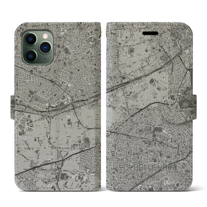 【代々木上原（東京都）】地図柄iPhoneケース（手帳タイプ）モノトーン・iPhone 11 Pro 用