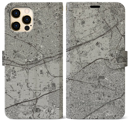 【代々木上原（東京都）】地図柄iPhoneケース（手帳タイプ）モノトーン・iPhone 12 Pro Max 用