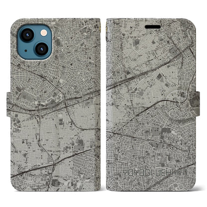 【代々木上原（東京都）】地図柄iPhoneケース（手帳タイプ）モノトーン・iPhone 13 用