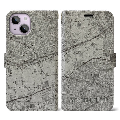 【代々木上原（東京都）】地図柄iPhoneケース（手帳タイプ）モノトーン・iPhone 14 用