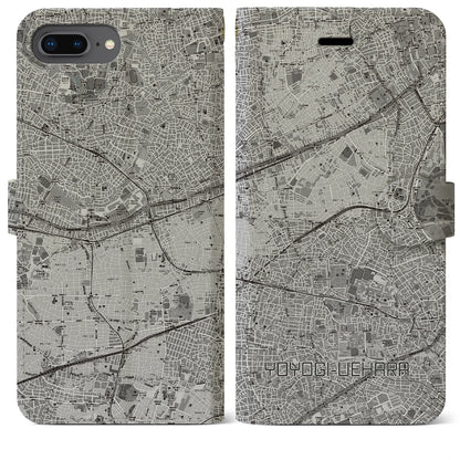 【代々木上原（東京都）】地図柄iPhoneケース（手帳タイプ）モノトーン・iPhone 8Plus /7Plus / 6sPlus / 6Plus 用