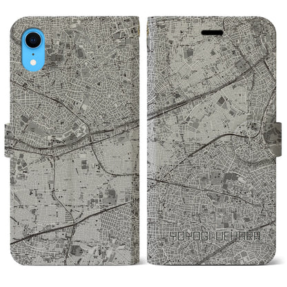 【代々木上原（東京都）】地図柄iPhoneケース（手帳タイプ）モノトーン・iPhone XR 用