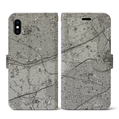 【代々木上原（東京都）】地図柄iPhoneケース（手帳タイプ）モノトーン・iPhone XS / X 用