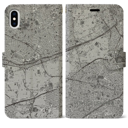 【代々木上原（東京都）】地図柄iPhoneケース（手帳タイプ）モノトーン・iPhone XS Max 用