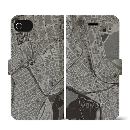 【代々木2（東京都）】地図柄iPhoneケース（手帳タイプ）モノトーン・iPhone SE（第3 / 第2世代） / 8 / 7 / 6s / 6 用