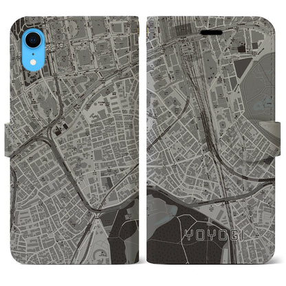 【代々木2（東京都）】地図柄iPhoneケース（手帳タイプ）モノトーン・iPhone XR 用