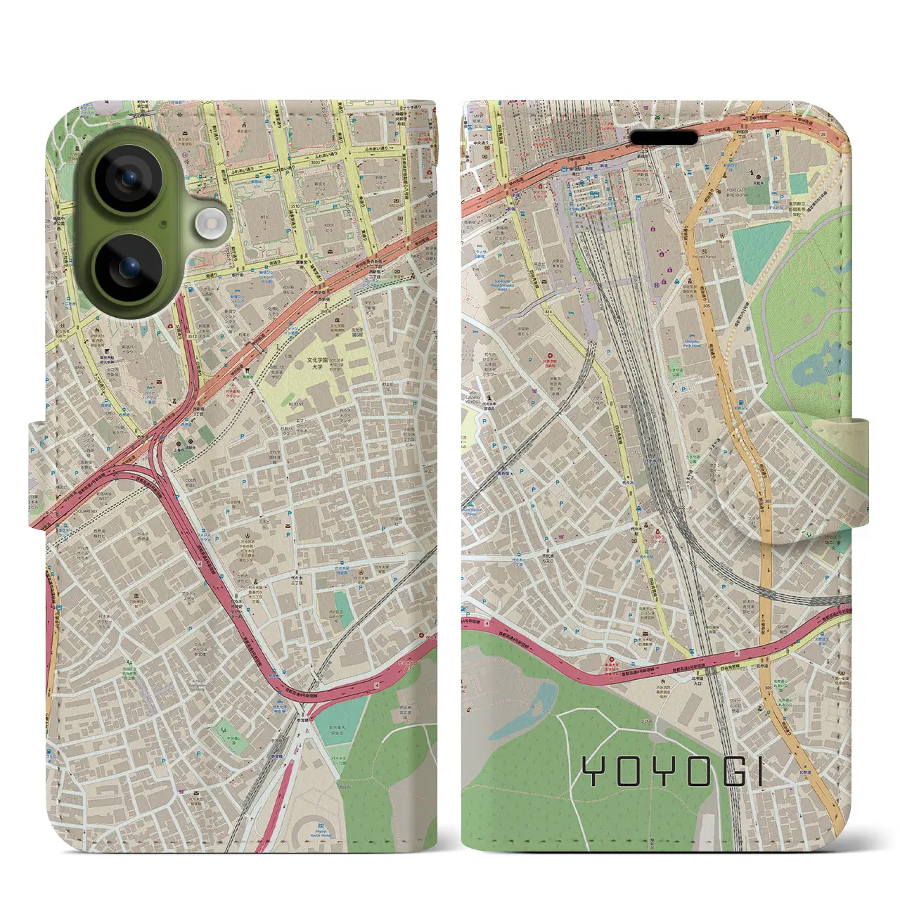 【代々木2（東京都）】地図柄iPhoneケース（手帳タイプ）