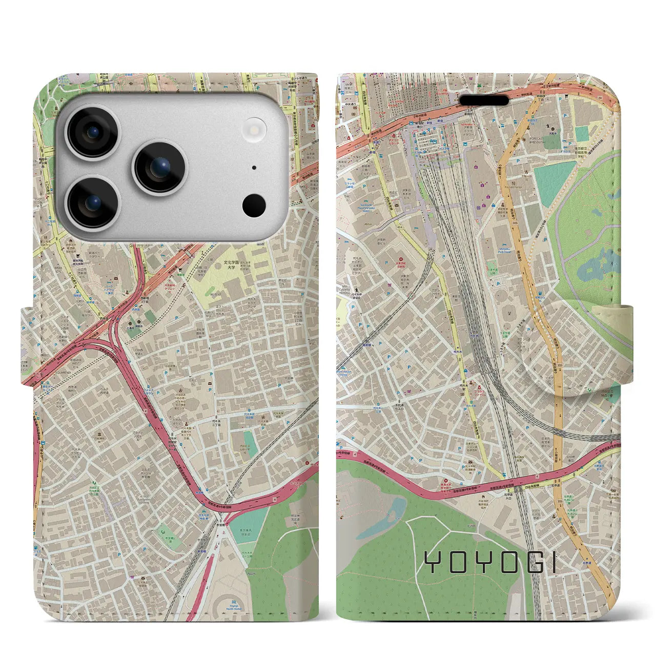 【代々木2（東京都）】地図柄iPhoneケース（手帳タイプ）