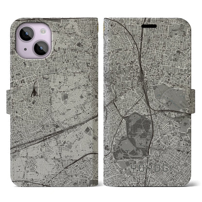 【代々木（東京都）】地図柄iPhoneケース（手帳タイプ）モノトーン・iPhone 14 用