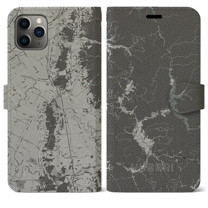 【夕張（北海道）】地図柄iPhoneケース（手帳タイプ）モノトーン・iPhone 11 Pro Max 用