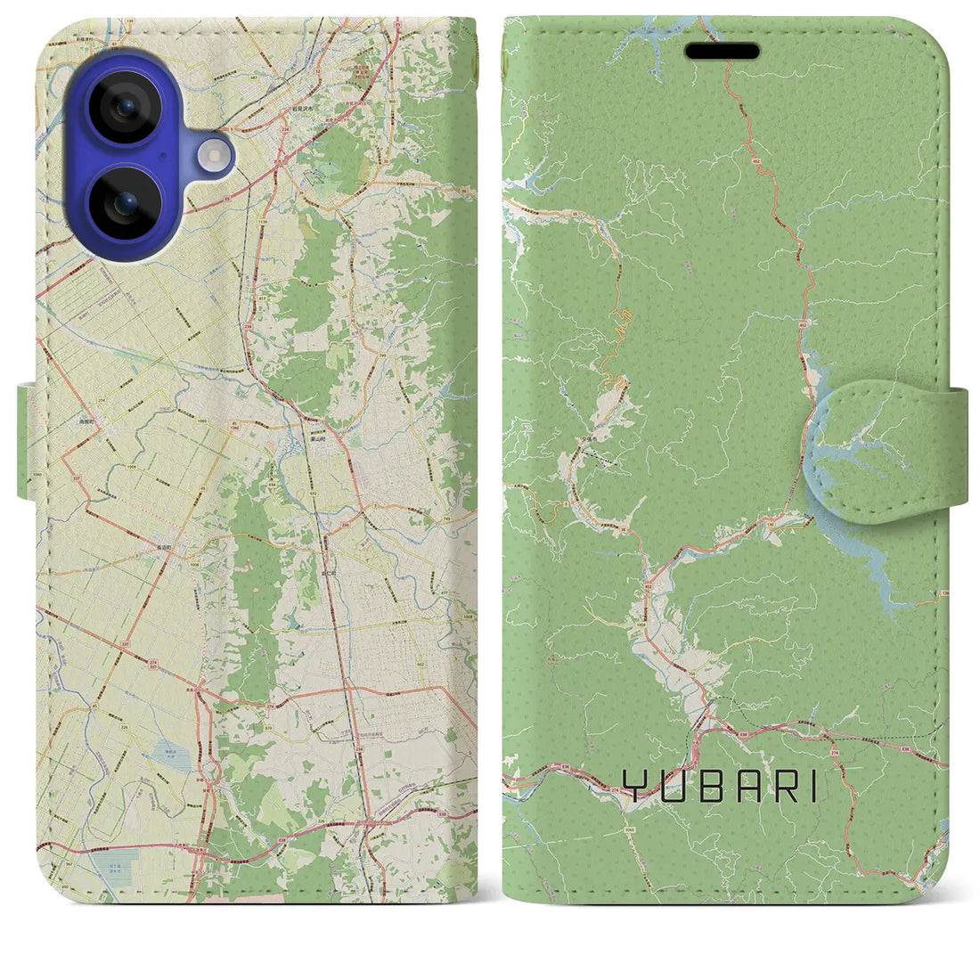 【夕張(北海道)】地図柄iPhoneケース(手帳タイプ)ナチュラル・iPhone 16 Pro Max 用