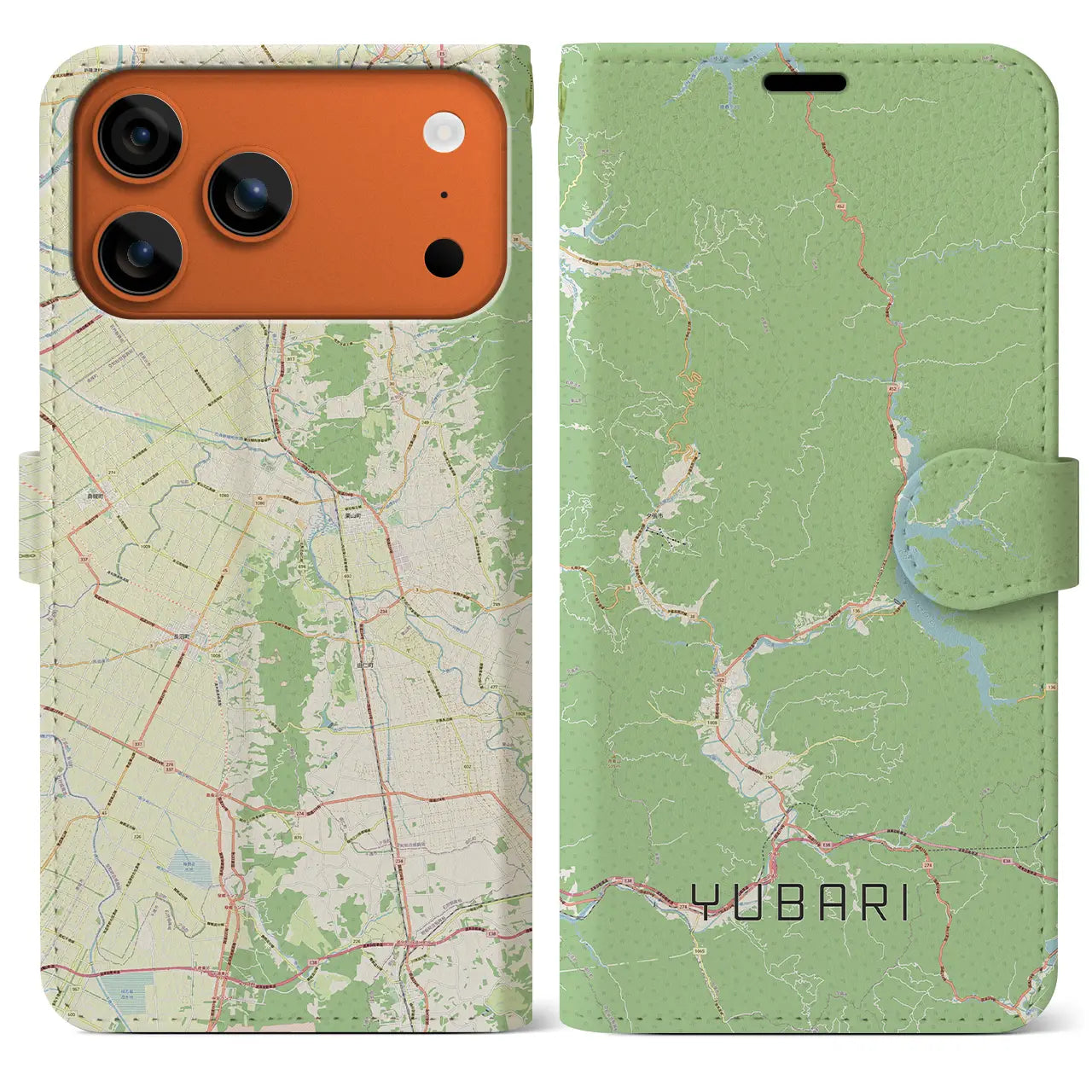 【夕張（北海道）】地図柄iPhoneケース（手帳タイプ）