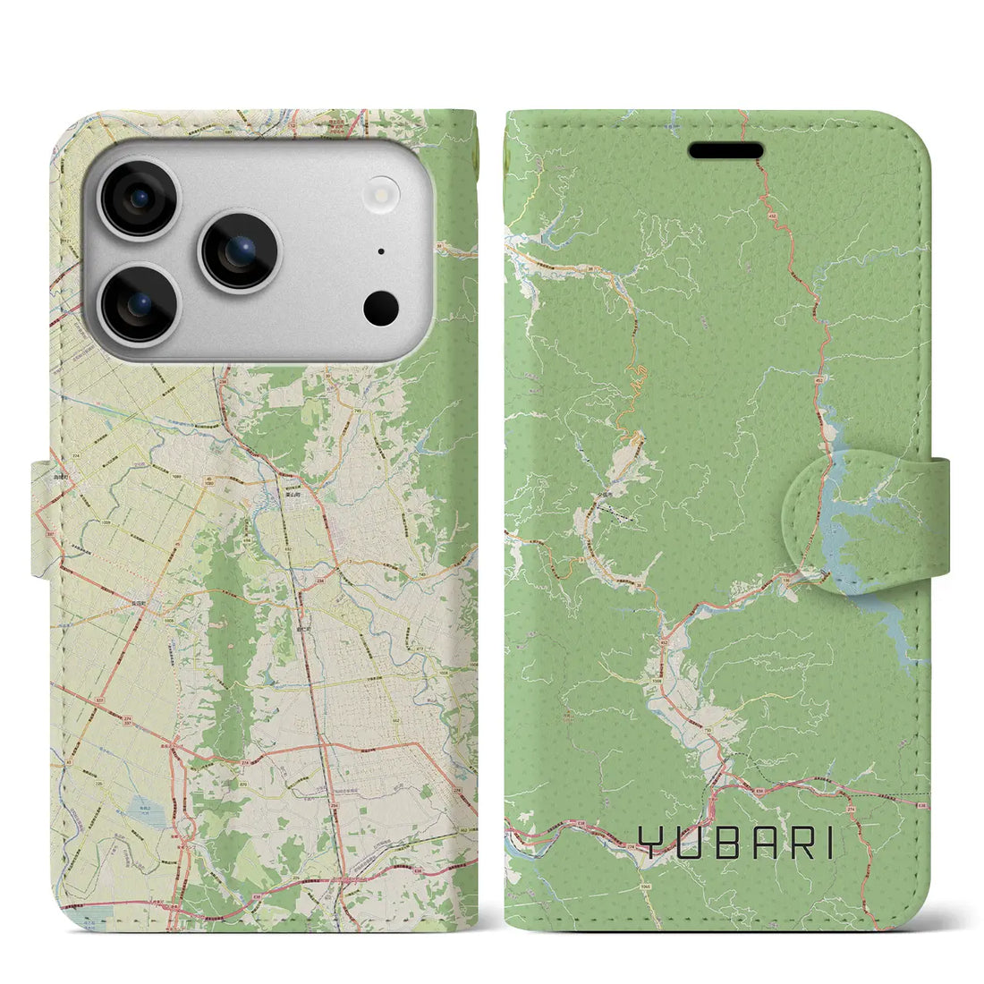 【夕張（北海道）】地図柄iPhoneケース（手帳タイプ）モノトーン・iPhone 17 Pro Max 用