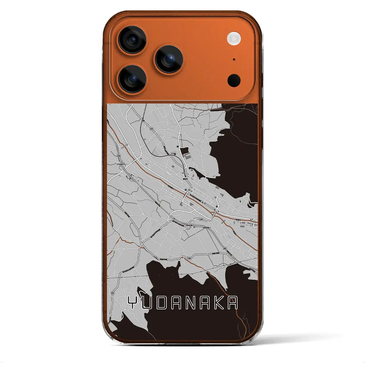 【湯田中（長野県）】地図柄iPhoneケース（クリアタイプ）モノトーン・iPhone 17 Pro Max 用