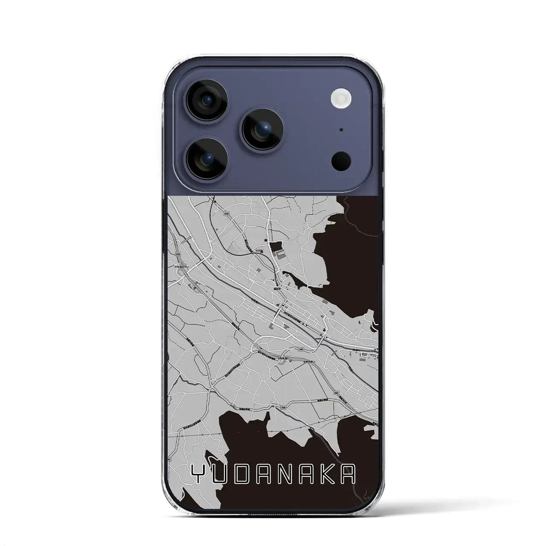 【湯田中(長野県)】地図柄iPhoneケース(クリアタイプ)モノトーン・iPhone 17 Pro Max 用