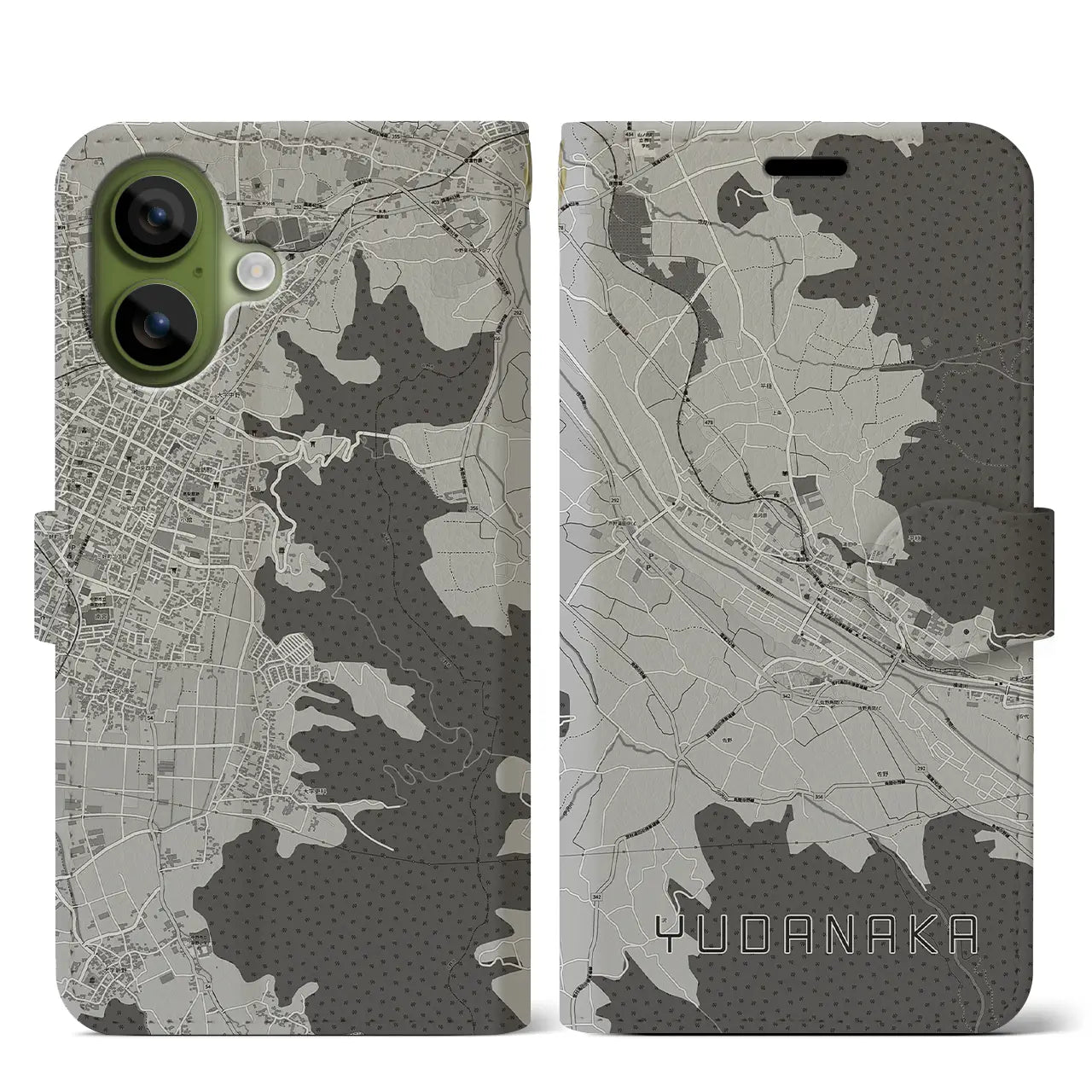 【湯田中（長野県）】地図柄iPhoneケース（手帳タイプ）