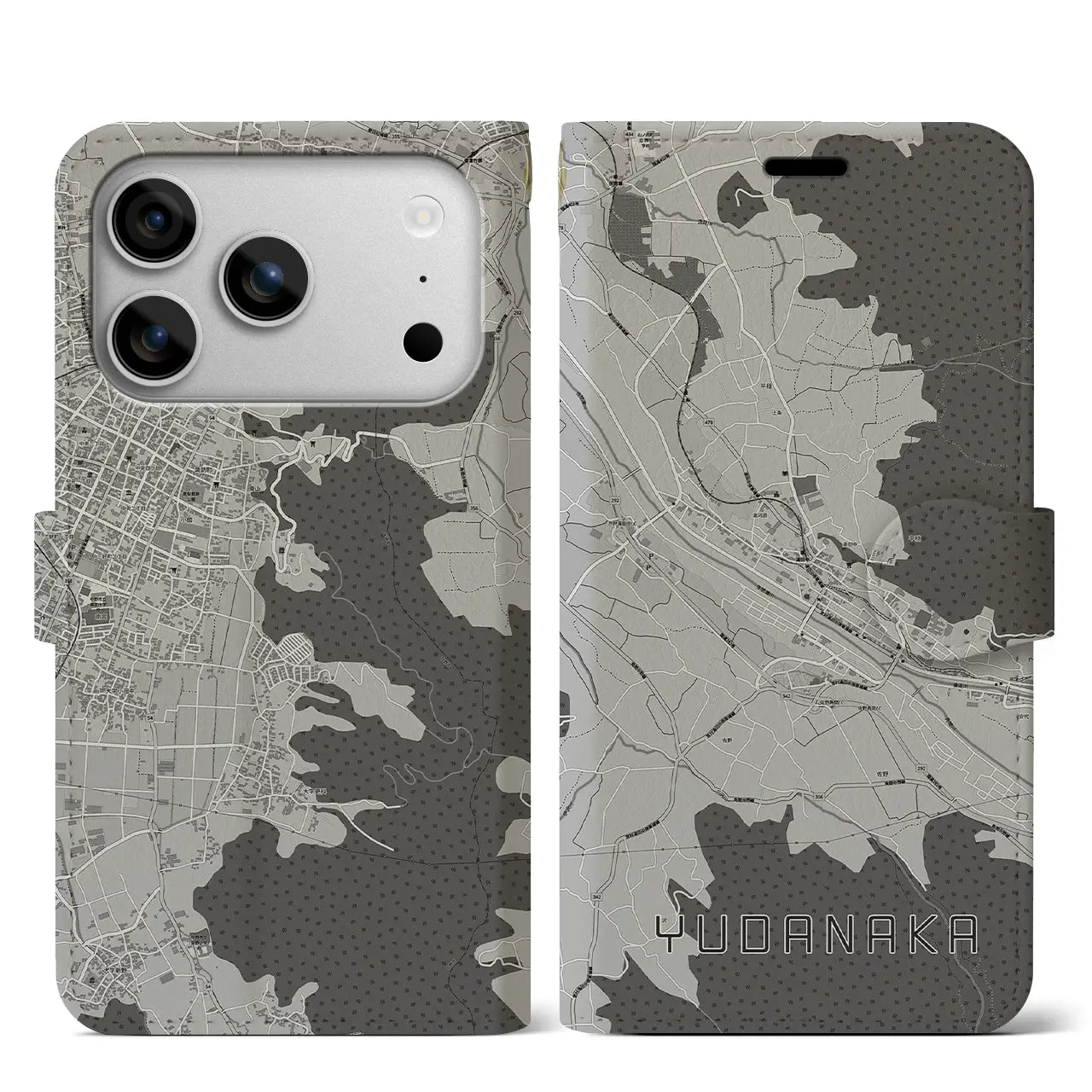 【湯田中（長野県）】地図柄iPhoneケース（手帳タイプ）