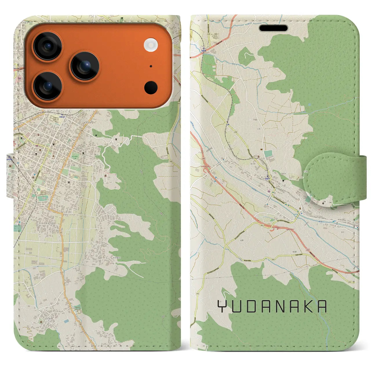 【湯田中（長野県）】地図柄iPhoneケース（手帳タイプ）