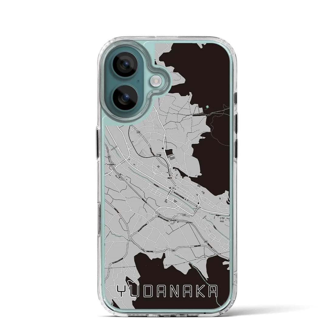 【湯田中（長野県）】地図柄iPhoneケース（MagSafeタイプ）モノトーン・iPhone 16 Pro 用
