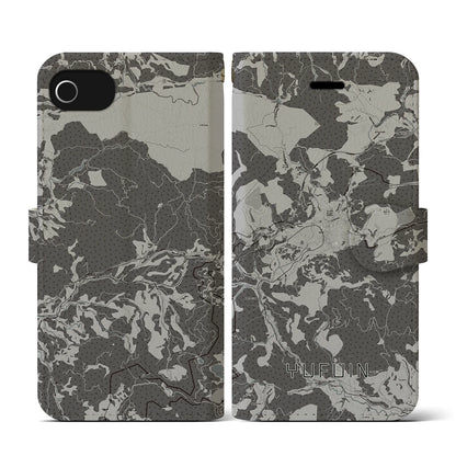 【湯布院（大分県）】地図柄iPhoneケース（手帳タイプ）モノトーン・iPhone SE（第3 / 第2世代） / 8 / 7 / 6s / 6 用