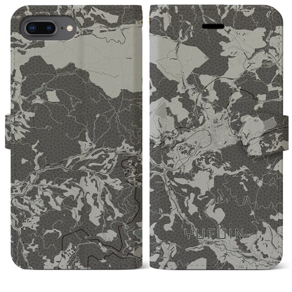 【湯布院（大分県）】地図柄iPhoneケース（手帳タイプ）モノトーン・iPhone 8Plus /7Plus / 6sPlus / 6Plus 用