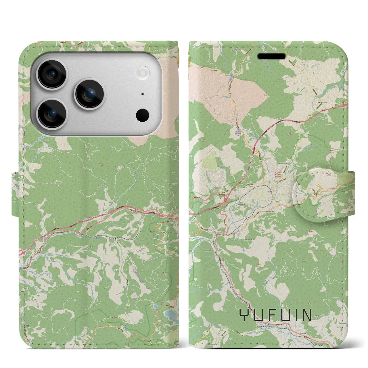 【湯布院（大分県）】地図柄iPhoneケース（手帳タイプ）