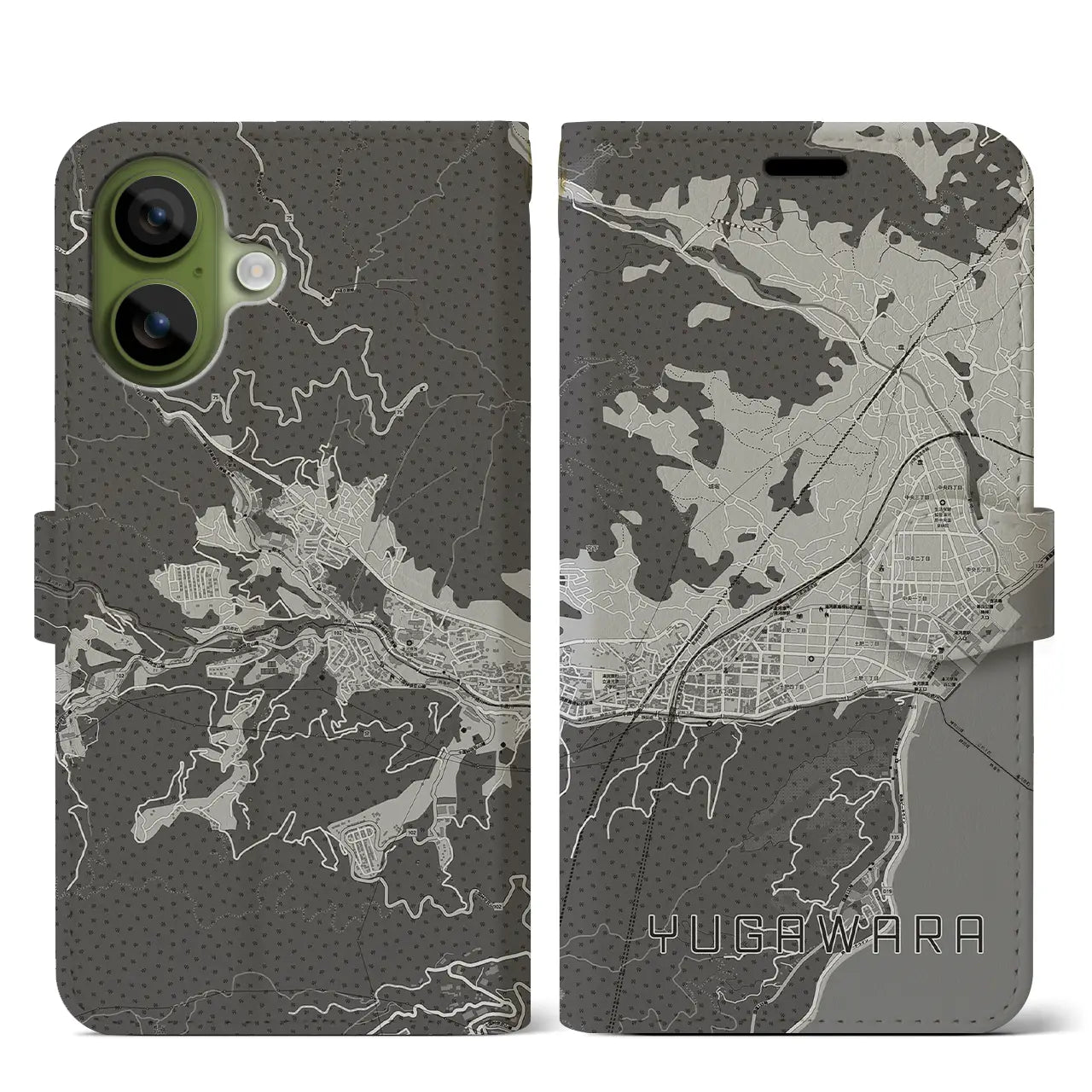 【湯河原（神奈川県）】地図柄iPhoneケース（手帳タイプ）