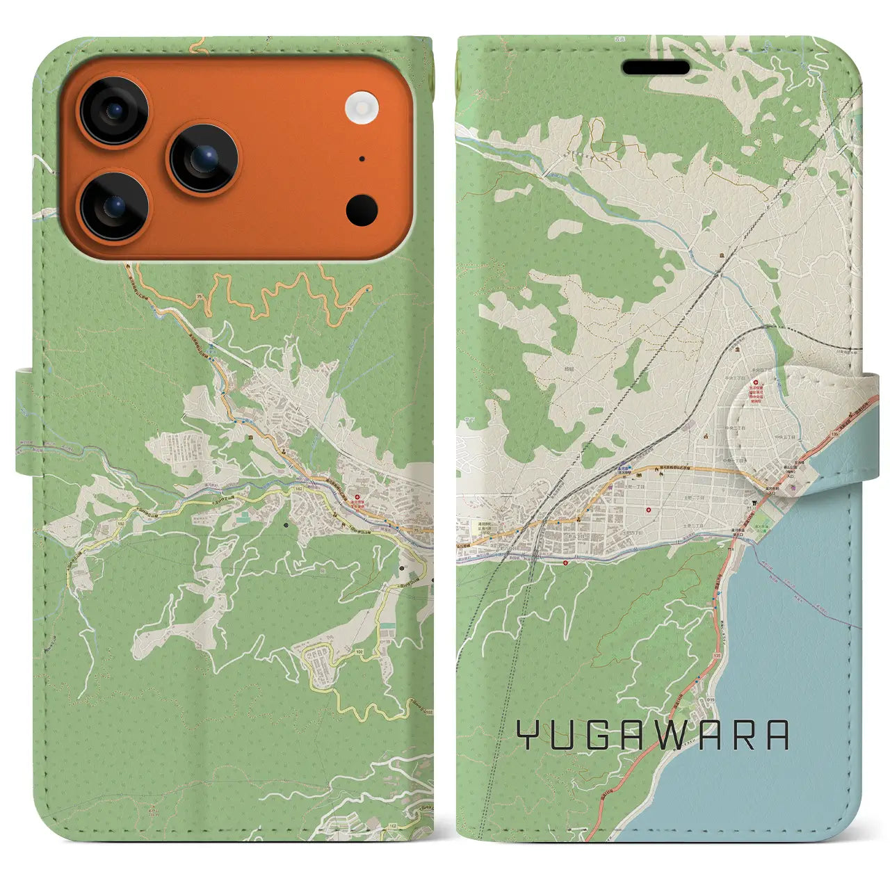 【湯河原（神奈川県）】地図柄iPhoneケース（手帳タイプ）