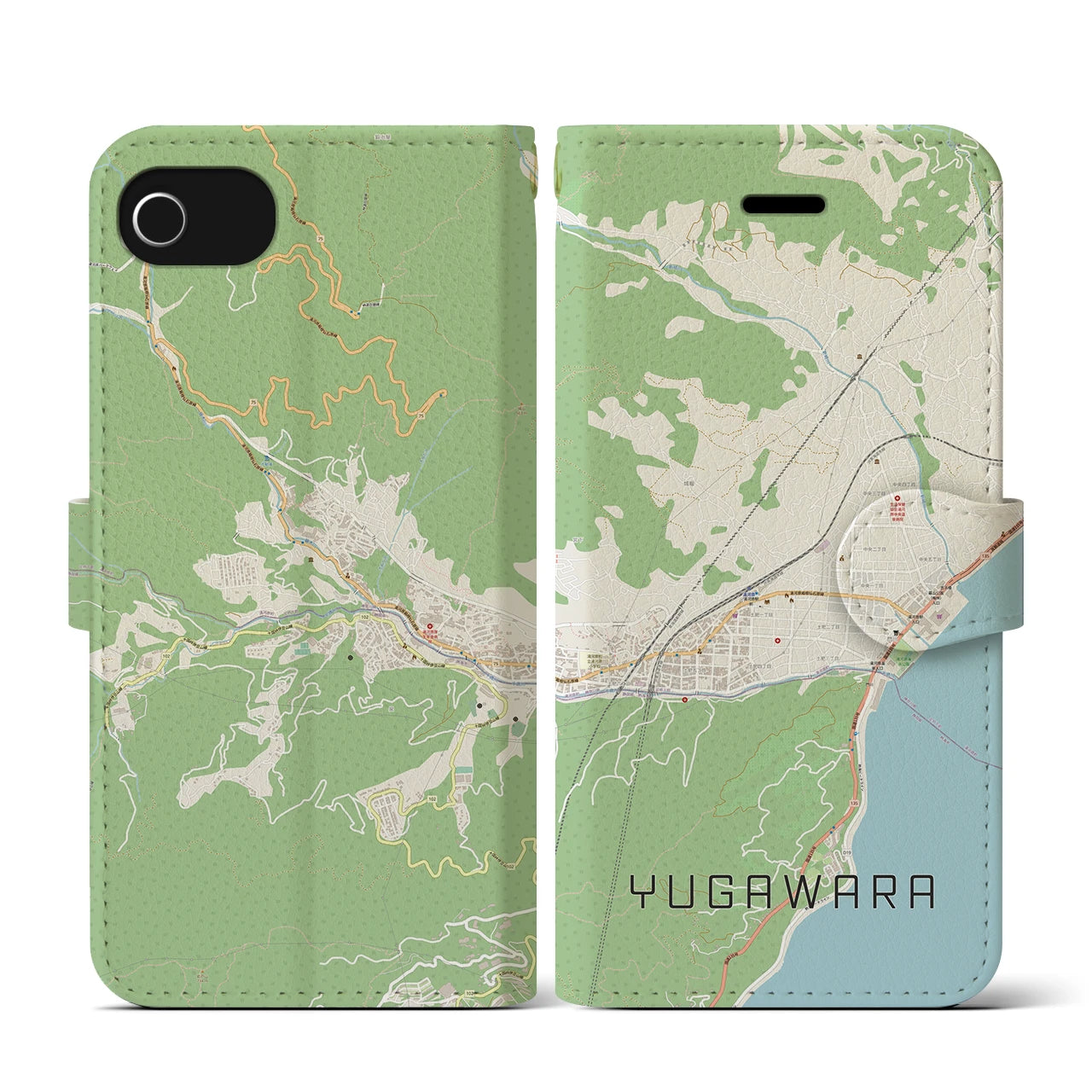 【湯河原（神奈川県）】地図柄iPhoneケース（手帳タイプ）