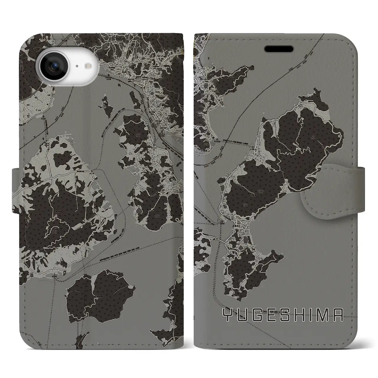 【弓削島（愛媛県）】地図柄iPhoneケース（手帳タイプ）