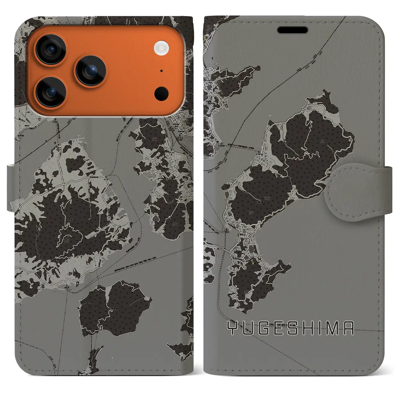 【弓削島（愛媛県）】地図柄iPhoneケース（手帳タイプ）