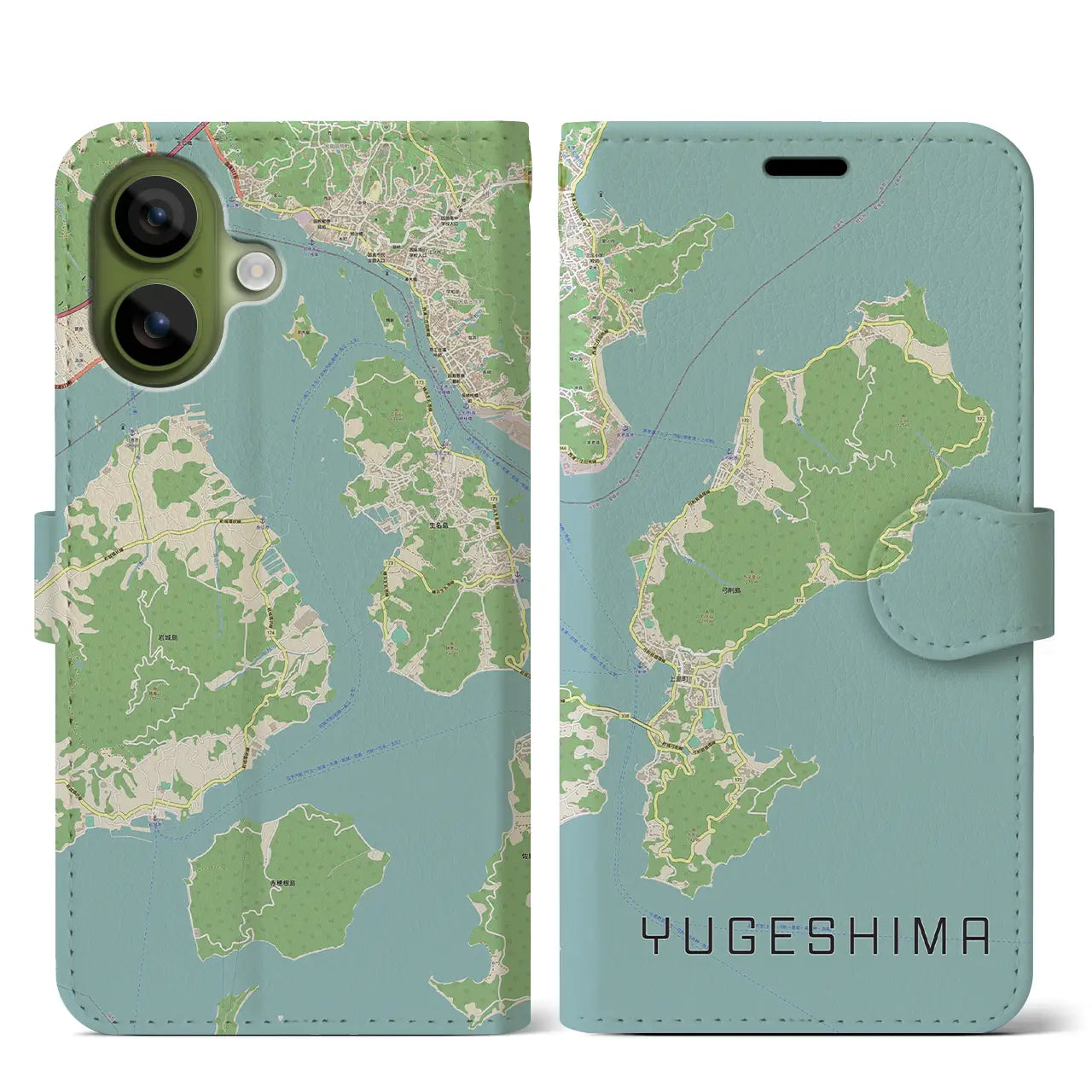 【弓削島（愛媛県）】地図柄iPhoneケース（手帳タイプ）