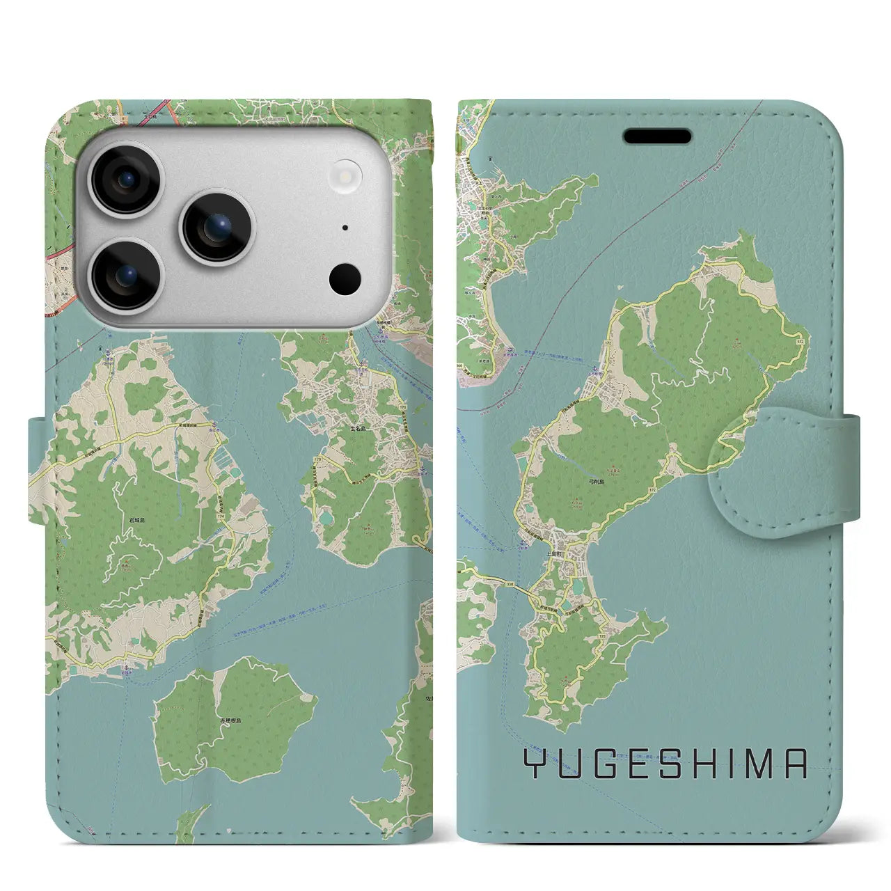 【弓削島（愛媛県）】地図柄iPhoneケース（手帳タイプ）