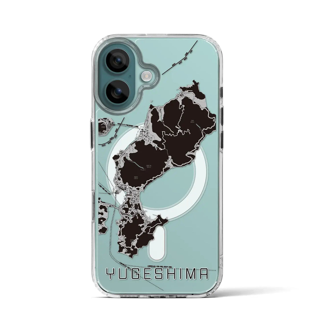 【弓削島(愛媛県)】地図柄iPhoneケース(MagSafeタイプ)モノトーン・iPhone 16 Pro 用