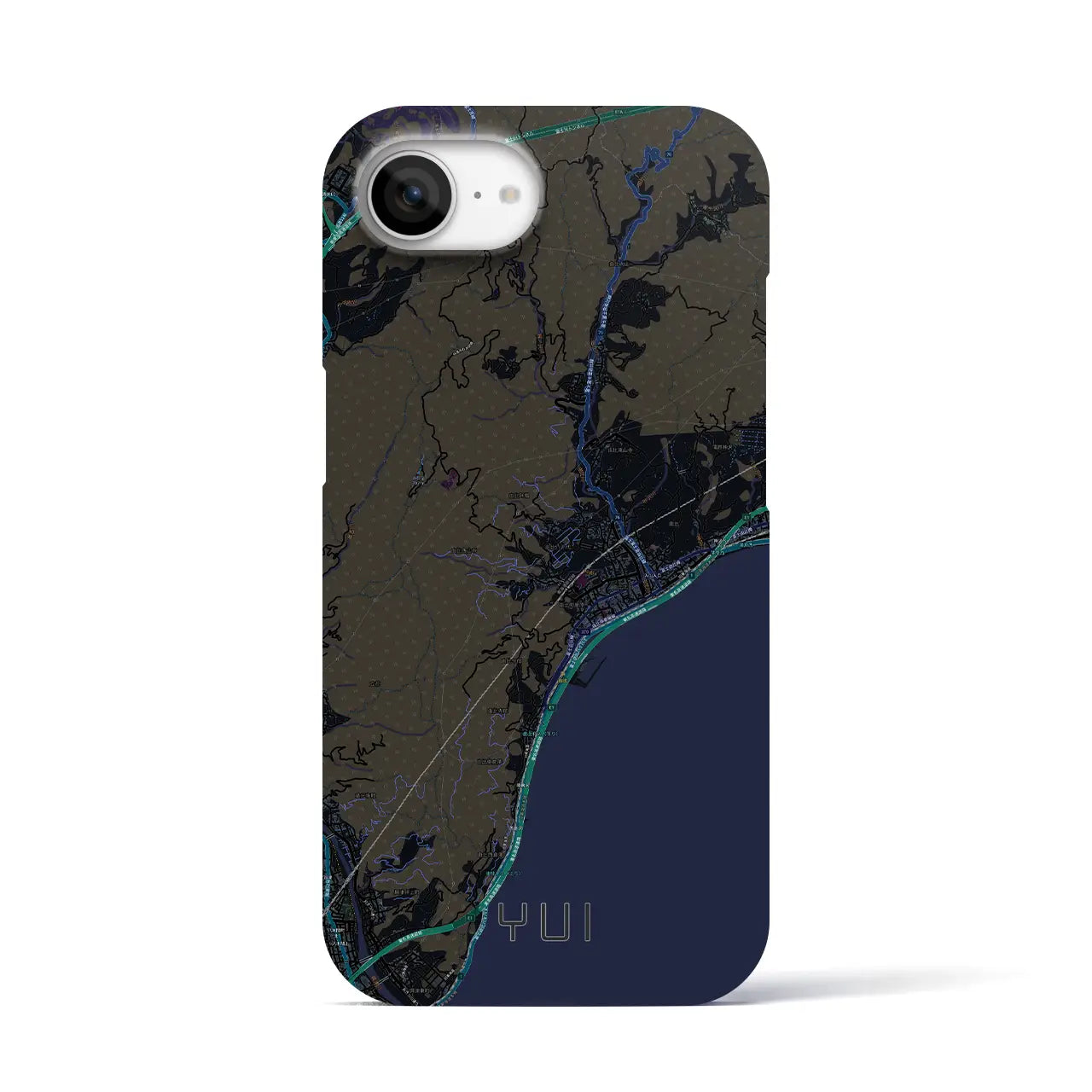 【由比（静岡県）】地図柄iPhoneケース（バックカバータイプ）