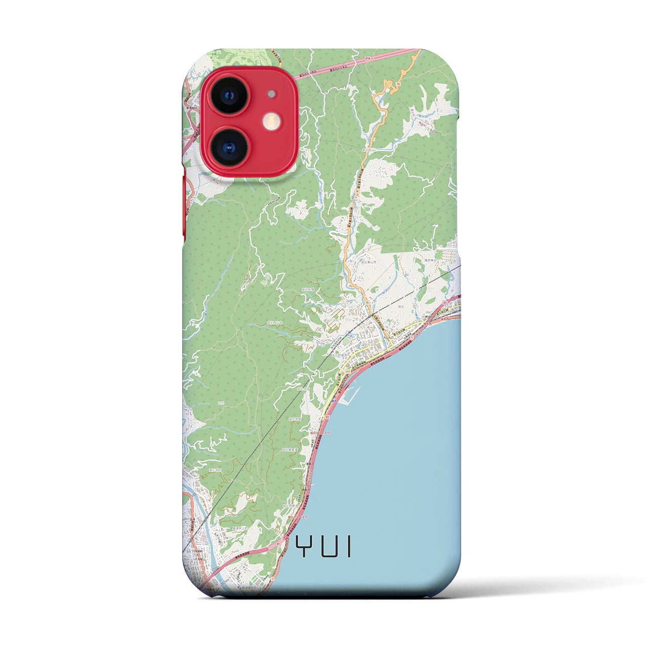 【由比（静岡県）】地図柄iPhoneケース（バックカバータイプ）ナチュラル・iPhone 11 用