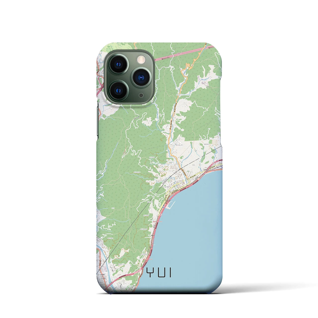 【由比（静岡県）】地図柄iPhoneケース（バックカバータイプ）ナチュラル・iPhone 11 Pro 用