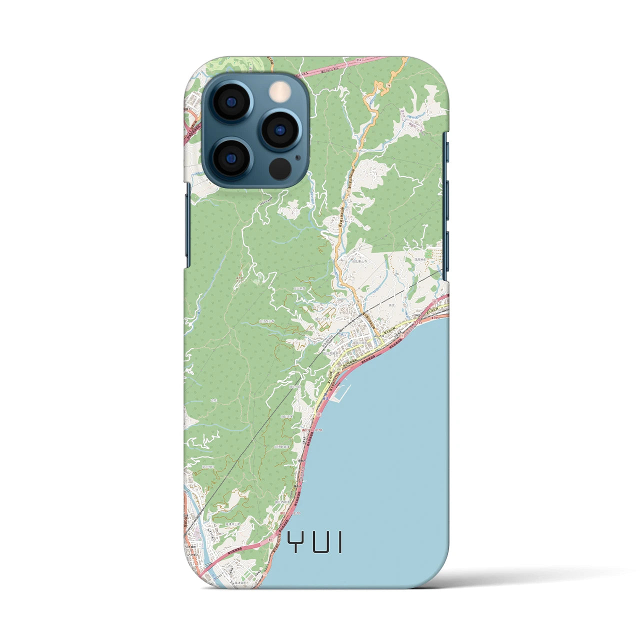 【由比（静岡県）】地図柄iPhoneケース（バックカバータイプ）ナチュラル・iPhone 12 / 12 Pro 用