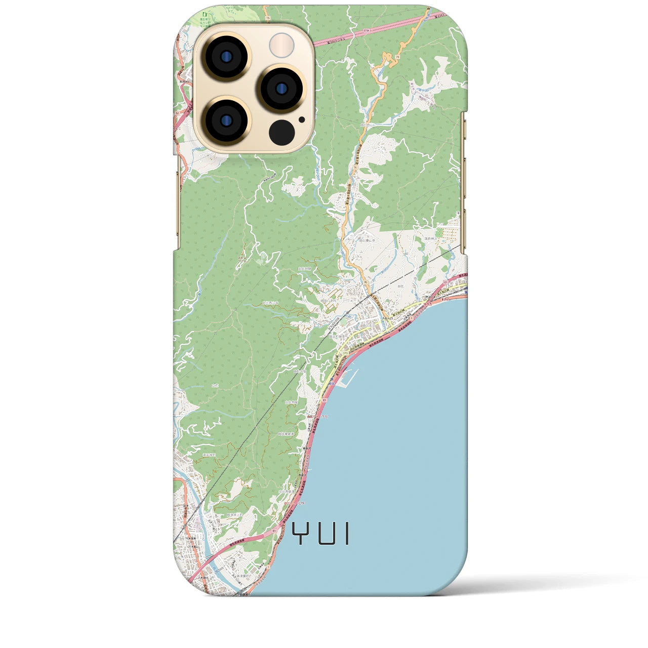 【由比（静岡県）】地図柄iPhoneケース（バックカバータイプ）ナチュラル・iPhone 12 Pro Max 用