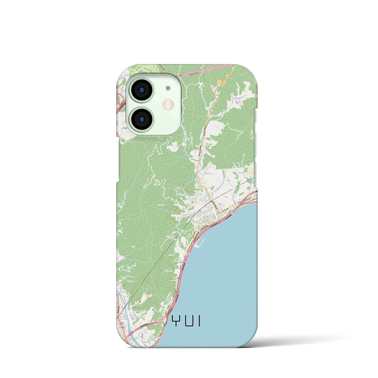 【由比（静岡県）】地図柄iPhoneケース（バックカバータイプ）ナチュラル・iPhone 12 mini 用